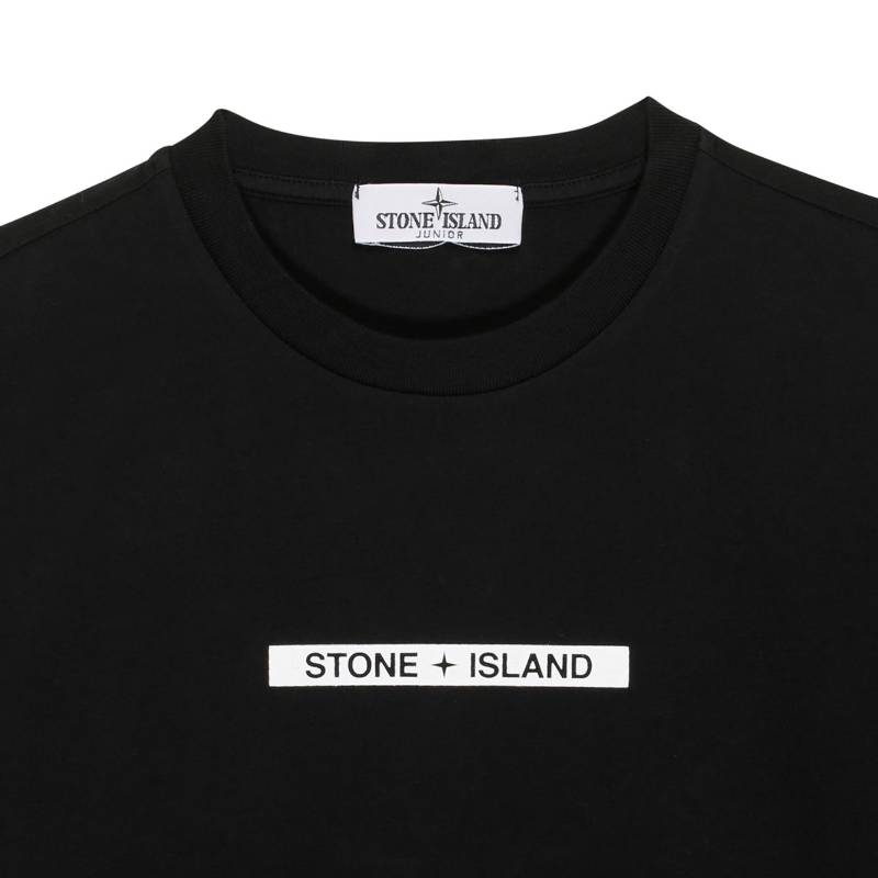 STONE ISLAND T-Shirt Round Neck Letter Pullover Short Sleeve Kids Tops Black 781621059-V0029