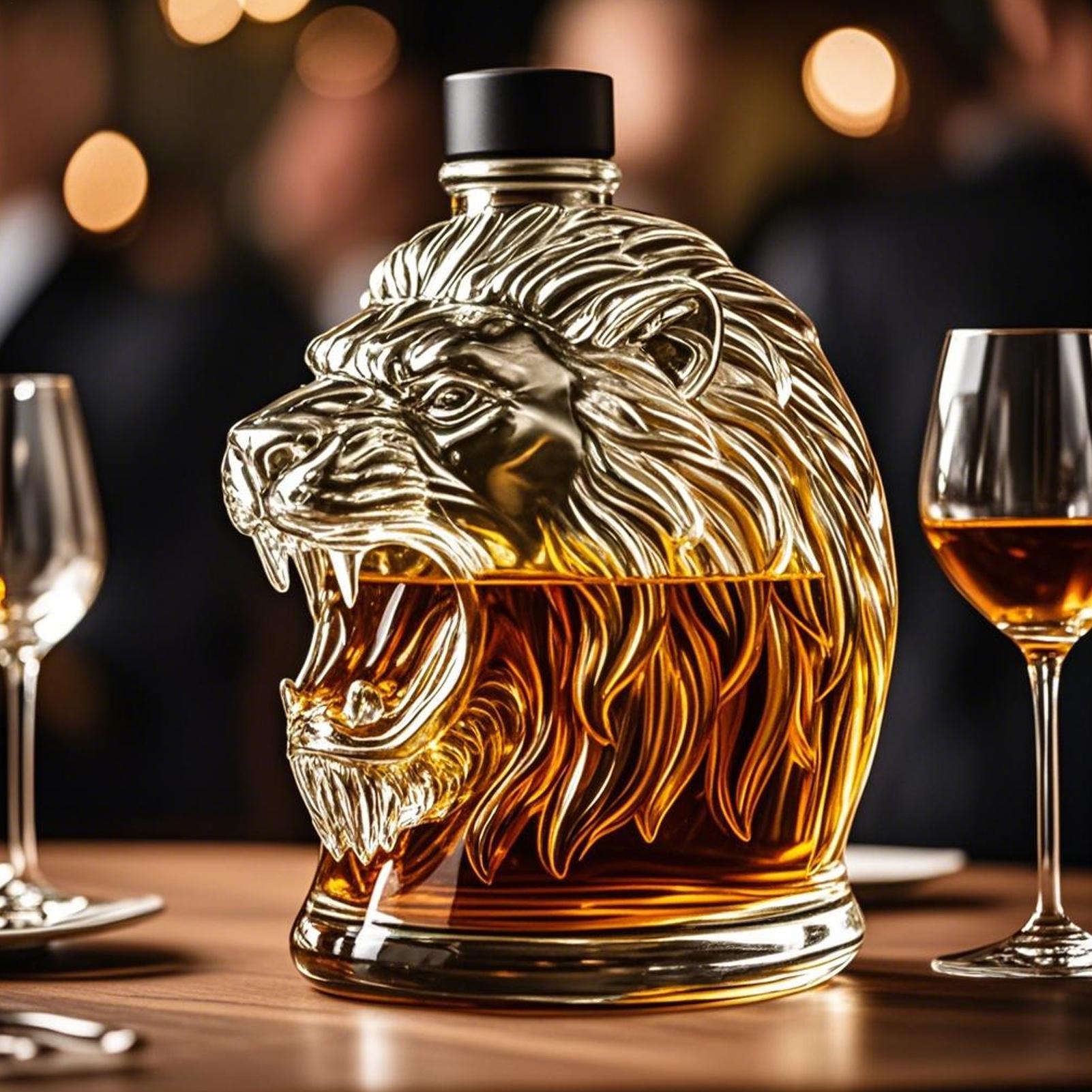Lion Wine Glass Decanter Liquor Dispenser Decanter Bottle Whiskey Animal Profile Wine Container Whiskey Decanter CN