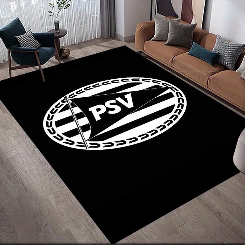 PSV Eindhoven Flannel Printed Carpet, Home Sofa Decoration for Living Room & Bedroom, Non‑Slip Play Flannel Floor Mat for Game Room
