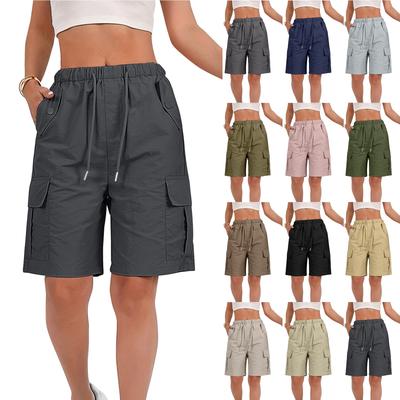 Women's Sports Shorts Casual Loose Solid Color High Waisted Pocket Shorts