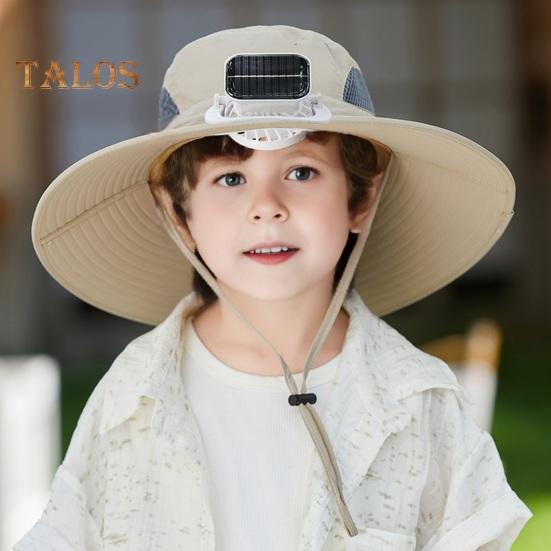 Solar-Lüfterkappe mit 800mAh-Akku USB-Solarladung Outdoor-Fischerhut mit wasserdichter Beschichtung Mesh-Design Kinder-Sonnenhut