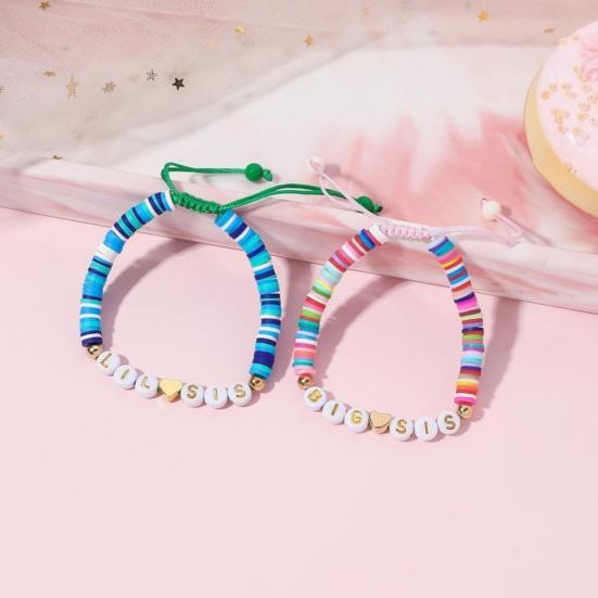 Sister Friendship Bracelet Adjustable Beaded Bohemian Bracelet Colorful Polymer Clay Beads Big Sis Bracelet Gift for Women Friends