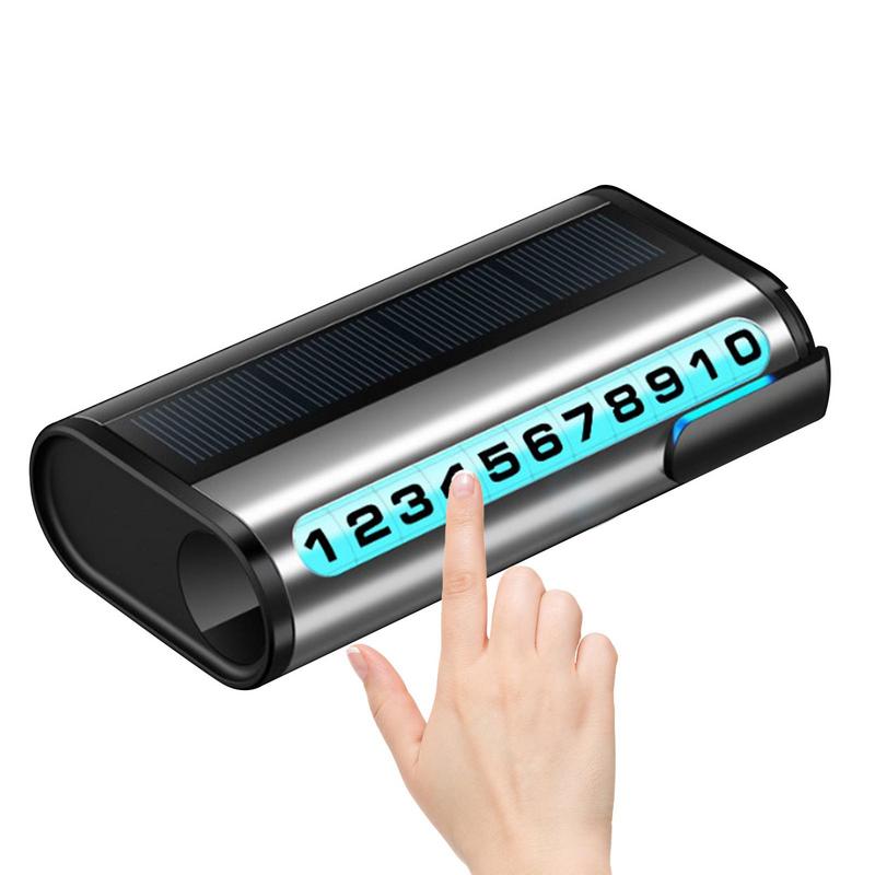 LED Night Luminous Auto Parking Card Solar Car Temporary Parking Card Universal H idden Phone Number Plate Car Decoration 3Color