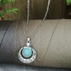 Vintage Jewelry Set with Engraved Patterns On the Metal Surface, Inlaid with Synthetic Turquoise, Suitable for Daily Wear and Party Accessories for