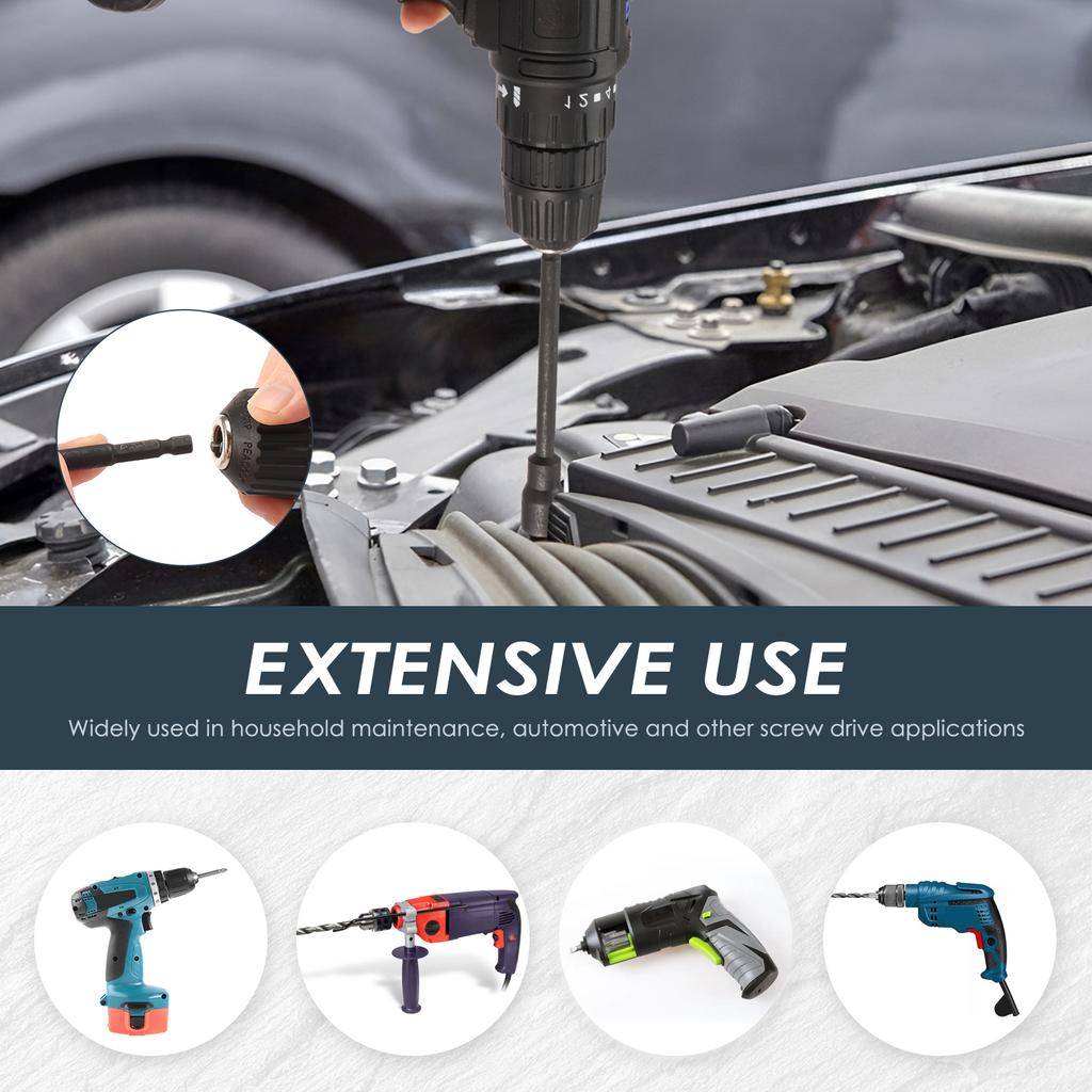 5/6 Pcs SAE Magnetic Hex Nut Driver Set 6-Point Socket 1/4" Hex Shank Magnetic Tip CR-V Steel Bolt Socket 150mm for Power Drill