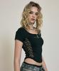 NO EXTRA TOUCH Side Lace Short Sleeve T-Shirt (Black) / 26Smts003Bk