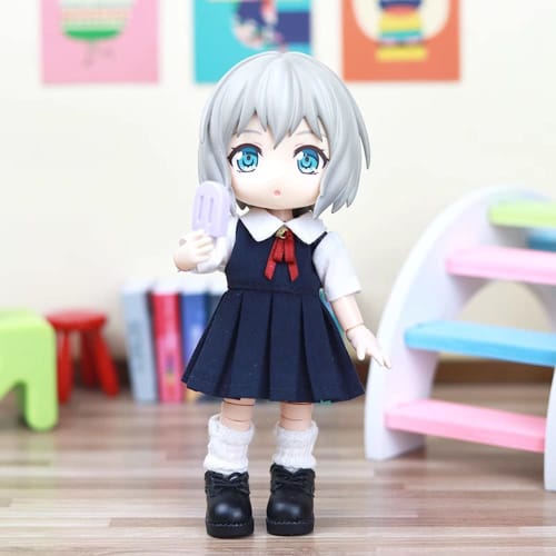 Obitsu 11 OB11 Size Outfit for Obitsu Doll 11cm Body, School Uniform, One-Piece Dress, Honor Student Style, Two Colors (Navy)