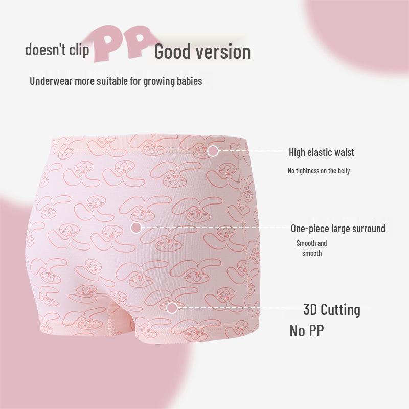 Girls' Cartoon Pattern Cotton Boxer Briefs - Thin, Antibacterial, Four Seasons Toddler & Young Child Style