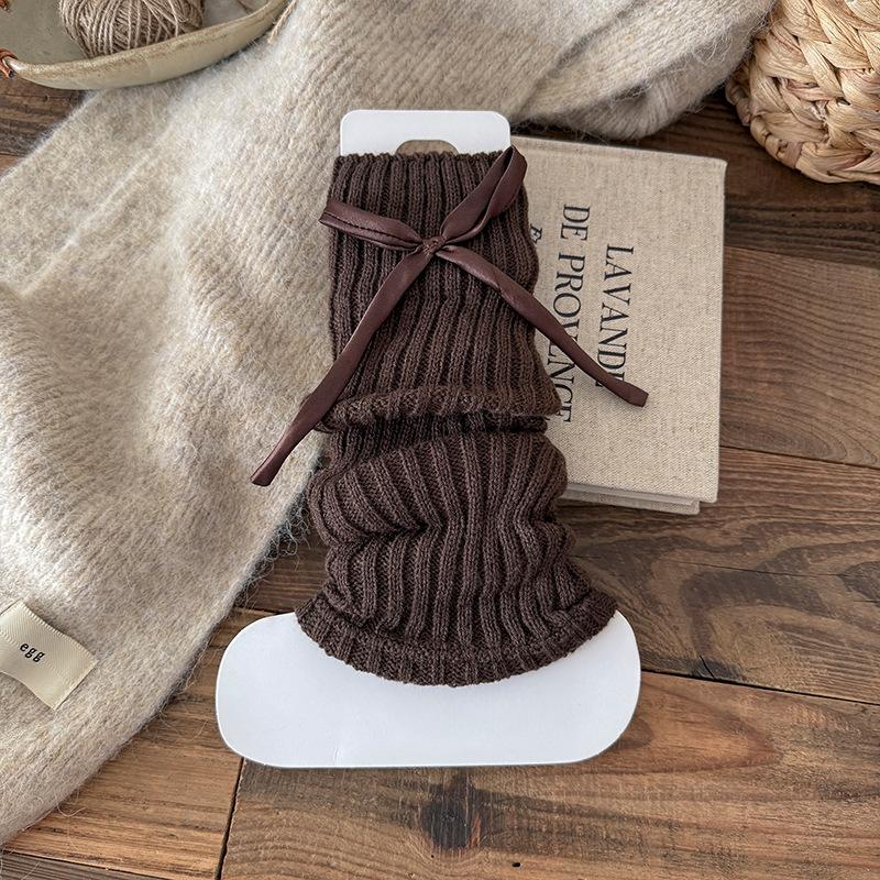 Boots Cotton Socks Cover Spring And Autumn Bow Stacking Socks Ballet Wind Wool Knitted Thickened Warm Calf Cover
