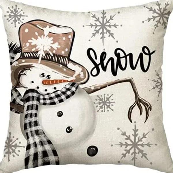 Merry Christmas Decor Cushion Cover 45x45 cm Pillow CaseCartoon Reindeer Santa Claus Printed Throw Pillowcase Linen Pillow Cover