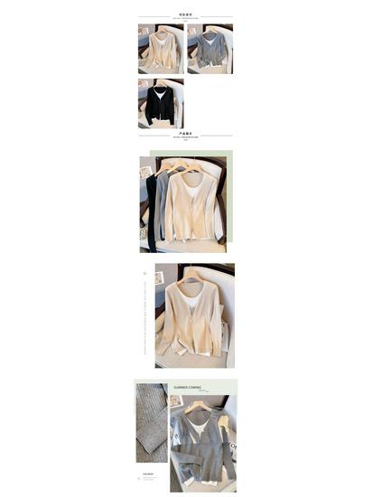 Women's Plus Size Loose Slimming Knit Sweater: Versatile Two-Piece Base Shirt for Spring & Autumn