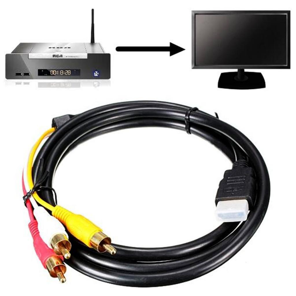2Pcs HDMI Male To 3RCA Cable Three Color Coded RCA Composite