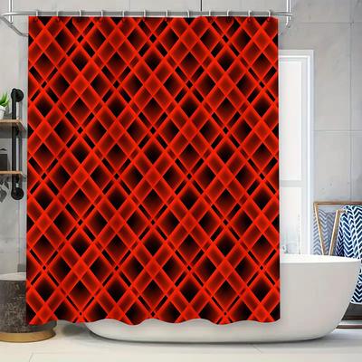 Modern Geometric Pattern Shower Curtains Red Blue Black Decorative Waterproof Fabric Bathroom Shower Walls Hanging Liners for Ho