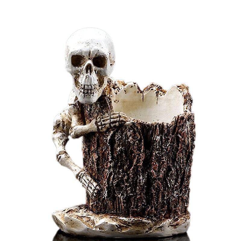 

Ручка Череп Хэллоуин Держатель Настольное Хранение Декорация Материал Смола Ручная работа Wooden Stake