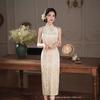 Fashion retro pure desire hollow slim slim slim hip temperament improved cheongsam dress