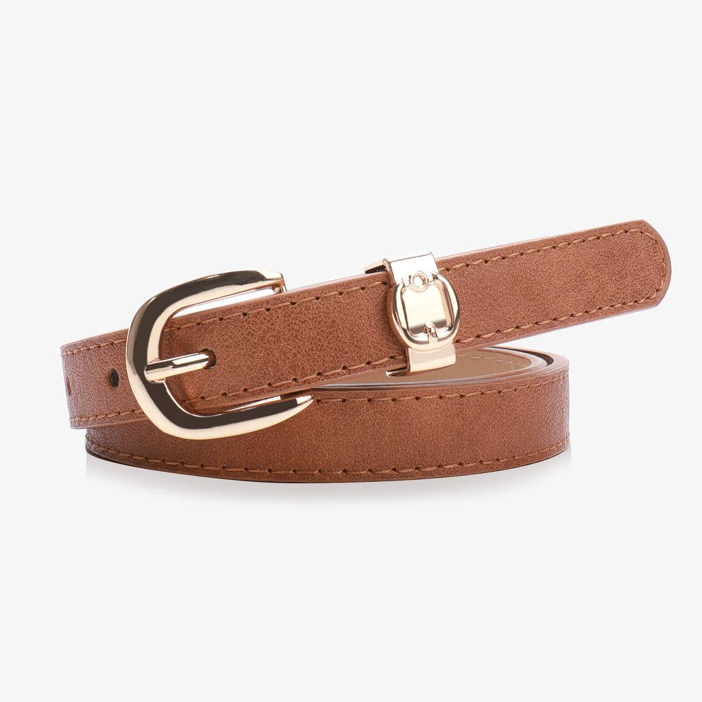 Minimalist Pu Leather Womens Fashion Belt With Gold Buckle For Casual Jeans Styling