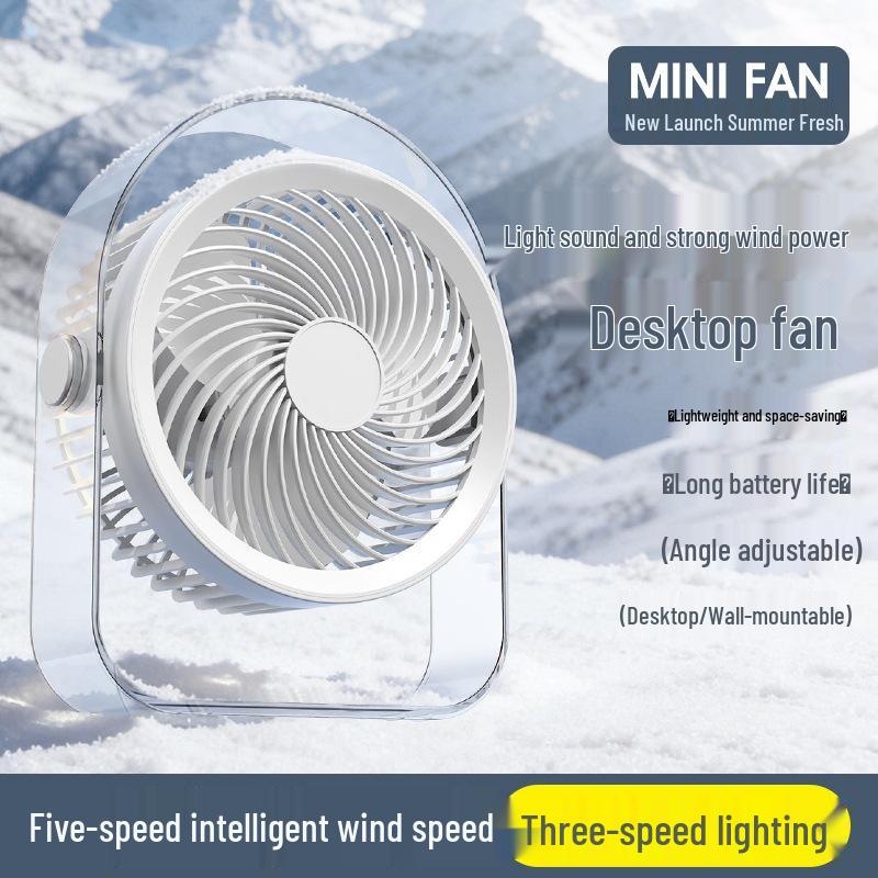 Portable Desktop Mini Fan with Multifunctional Light - Rechargeable and Powerful for Dorms and Desks