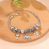 Handmade Beaded Bracelet with Heart Elephant Pendant Key Crystal Charm Jewelry