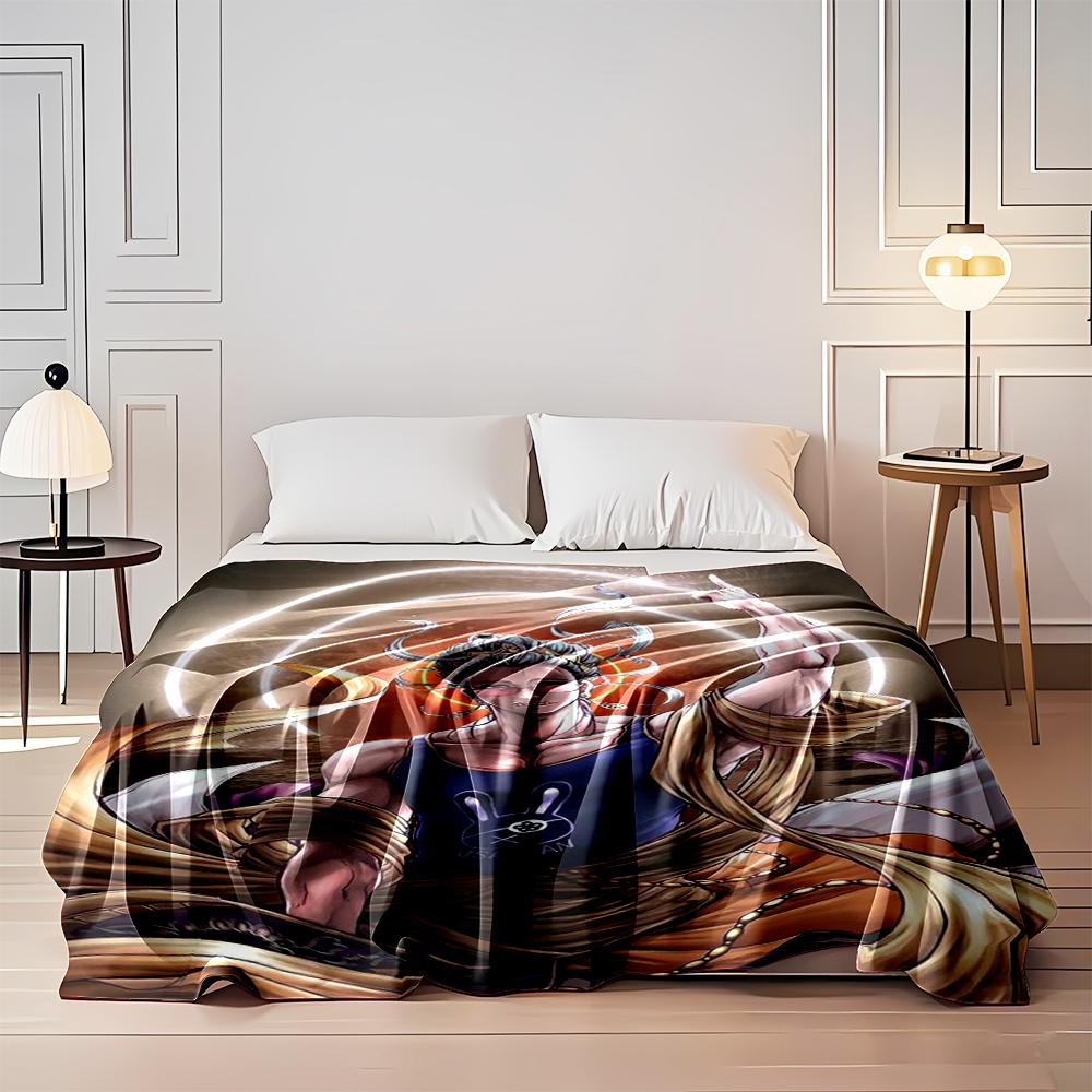 Stylish Anime Warrior with Usachan Logo Design Flannel blanket for bedroom, living room, sofa, and nap sofas.