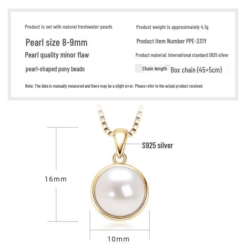Freshwater Pearl & Diamond-Set Silver Pendant Necklace for Women