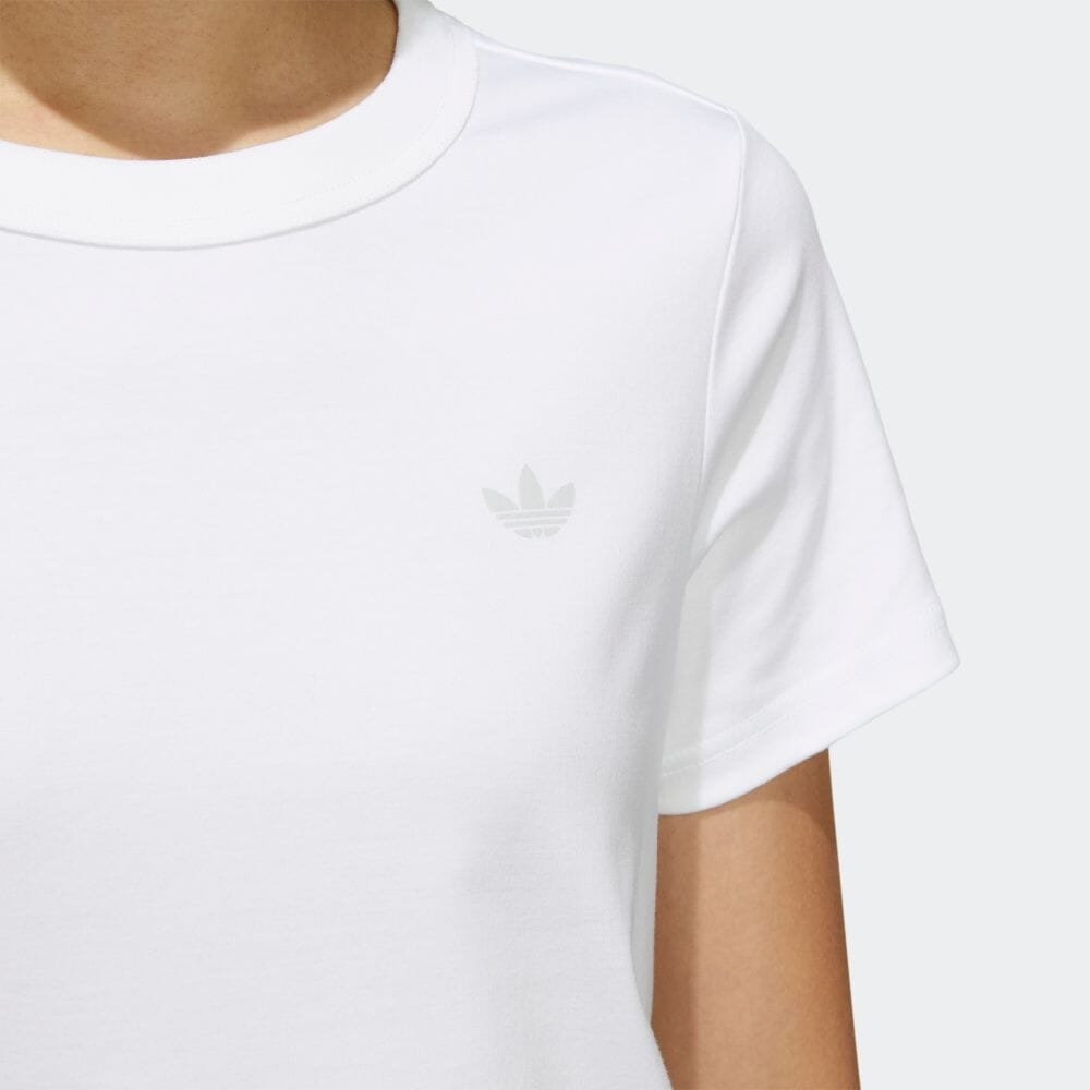 Adidas Originals Trefoil Solid Logo Print Short Sleeve T-Shirt Women Tops White HS9517