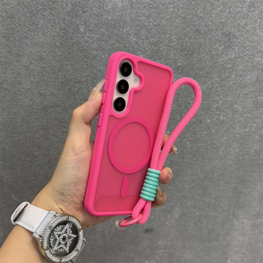 Matte Magnetic Hand Wrist Strap Case for Samsung Galaxy S26 S25 Ultra S24 Plus S23 FE A56 A55 A16 A54 A35 A15 Lanyard Slim Cover