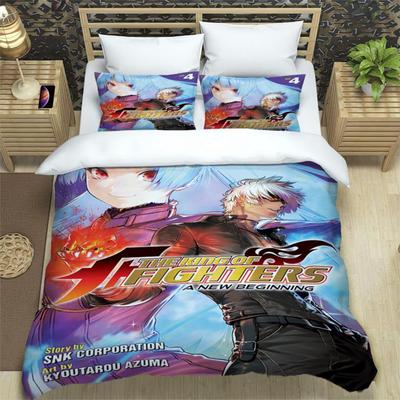 KOF Impression d'art anime Ensemble de literie trois pièces Article de mode Garçons ou adultes Pour lits Housses de couette Taies d'oreiller Ensemble de literie