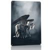 Dark Pegasus Mare and Foal Personalized D Textured Metal Poster Wall Art Tinplate Sign for Luxury Decoration Home Decorations