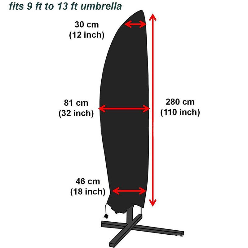 Outdoor Patio Umbrella Cover with Zipper Rainproof Windproof Fits for 9 to 13FT Cantilever Parasol Umbrella