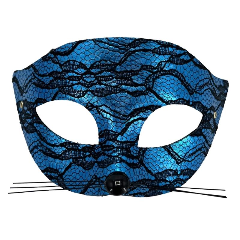 Half Face Cats Mask Lace Masquerades Mask for Women Venetians Party Mask Cosplay Halloween Costume for Carnivals Party