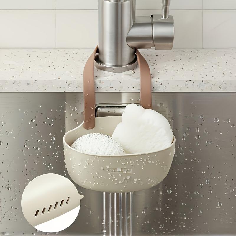 Kitchen Sink Drain Basket Hanging Storage Organizer, Faucet Caddy Sponge Holder, No Drilling Required