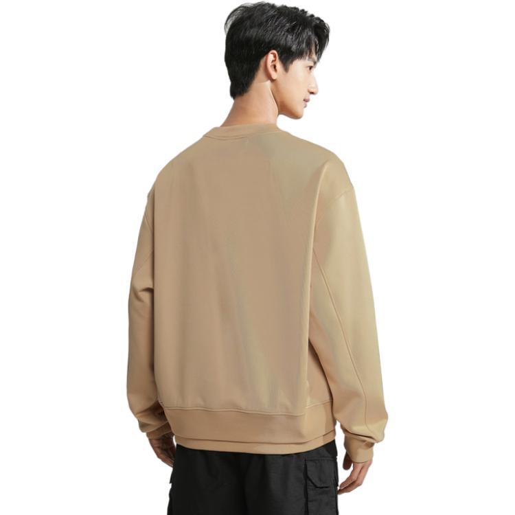 Calvin Klein Letter Print Reversible Knit Loose Sweatshirt Men tops Light-Coffee J322661