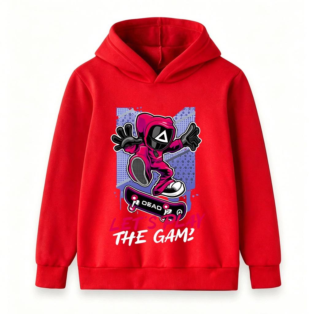 Kids Boys Girls Hoodie, Cool Skateboard Game Character Printed Long Sleeve Pullover Sweatshirt for Casual Daily Wear