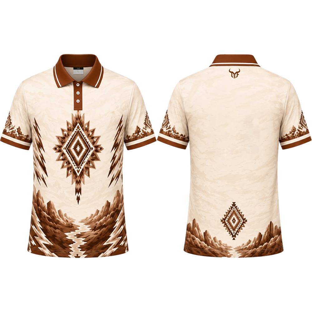Herren Western Berg Ethnischer Stil Lässiges Bedrucktes Poloshirt Schnelltrocknendes Sport Golf Shirt Sommer Lässig Atmungsaktive Kragen Oberteile