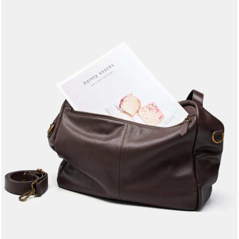 Echtes Leder Große Kapazität Damen Schulter Umhängetaschen Weiches Leder Einfache Lässige Damen Große Tragetasche Weibliche Satteltasche