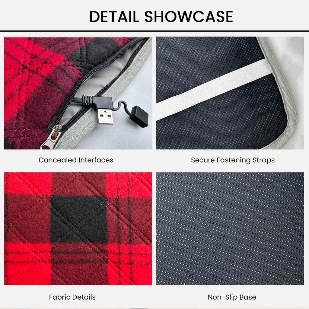 5V USB Heating Pad Seat Warmer 3-Level Temperature Foldable Heating Cushion Power Bank Not Included for Camping Fishing Office