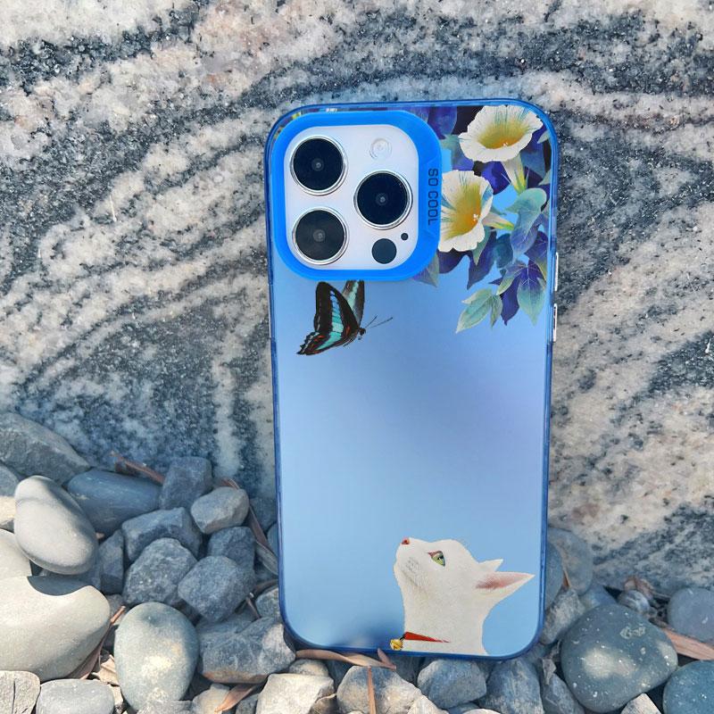 

Lovely Black Cats And Flower Phone Case For iPhone 13 Mini 12 11 Pro Max 15 14 13 Pro Max 15 14 Plus Shockproof Laser Back Cover iphone 13 mini