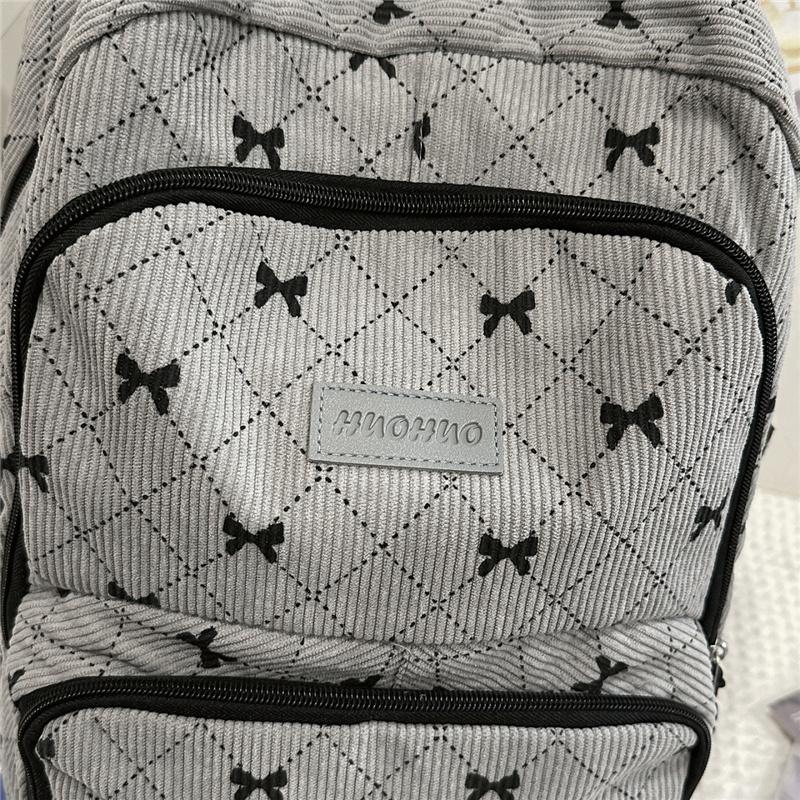 Dreiteiliger Schleifen-Rucksack Cord-Rucksack Schülerschultasche