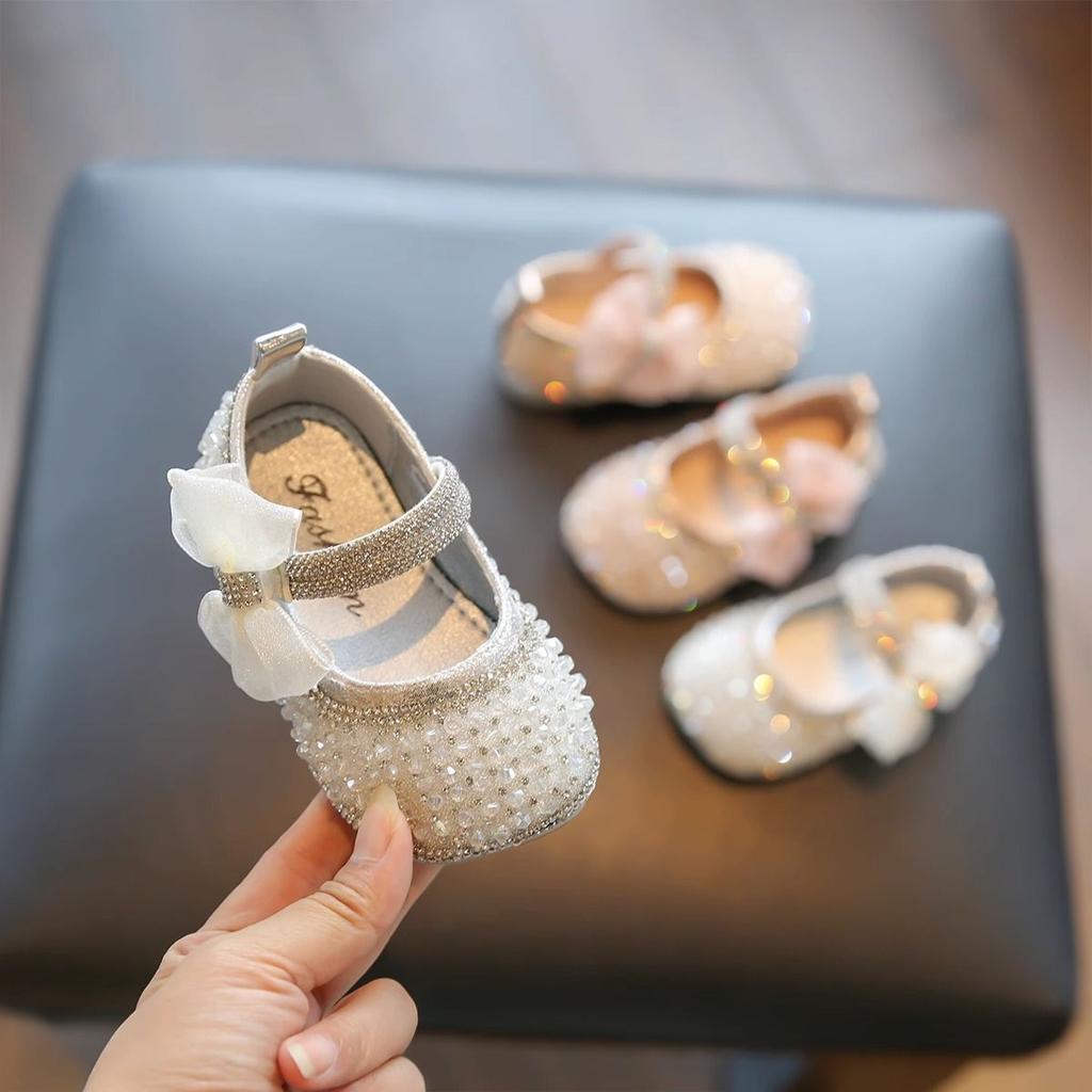 Summer Girl Child Year Old Single Shoes Leather Shoes Princess Shoes 1 Year Old Baby Crystal Shoes 2025 New Shining Spring and Autumn