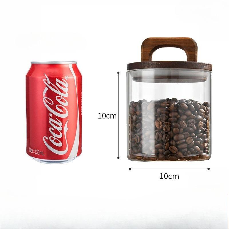 

Прозрачный контейнер для кофейных зерен с вентиляцией и вакуумной упаковкой. Резервуар для хранения свежих кофейных зерен. Влагонепроницаемое хранилище.