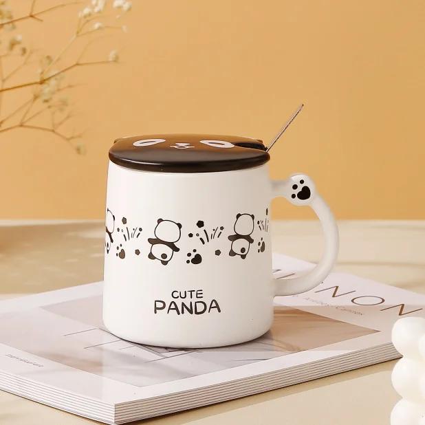Creative Cartoon Panda Ceramic Cup Original and Funny Cups To Give Away Mugs Children's Cute Cover Original Black and White Mug