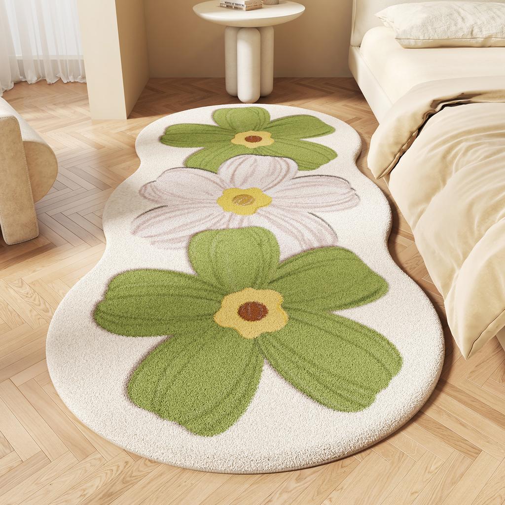 Girly Style Carpets for Living Room Pink Flowers Bedroom Decor Carpet Fluffy Soft Irregular Bedside Rug Home Thicken Plush Mat