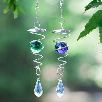 New Spinner Tails Hanging Decorative for Spinners Rotating Crystal Gazing Spiral Tail Ball Pendant Chime Outdoor Garden & Yard