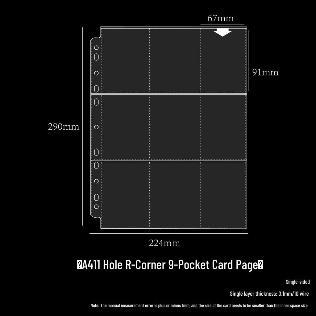 Transparent Card Album Inner Pages for A4/A5/A6/A7 Binders - Nine & Four Pocket Star Fandom Card Storage Refills