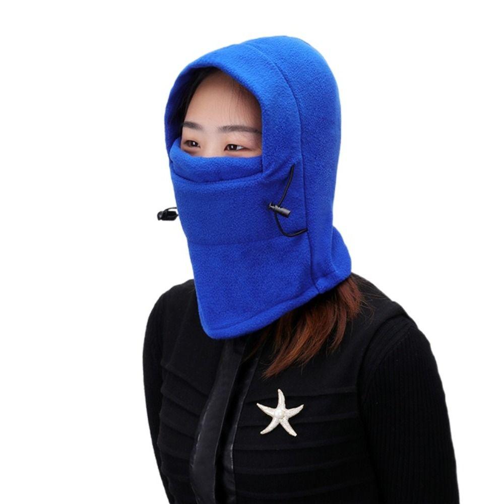 Protection Skullies Scarf Fleece Mask Outdoor Beanies Hat Women Winter Cap Pullover Cap Hooded Hat