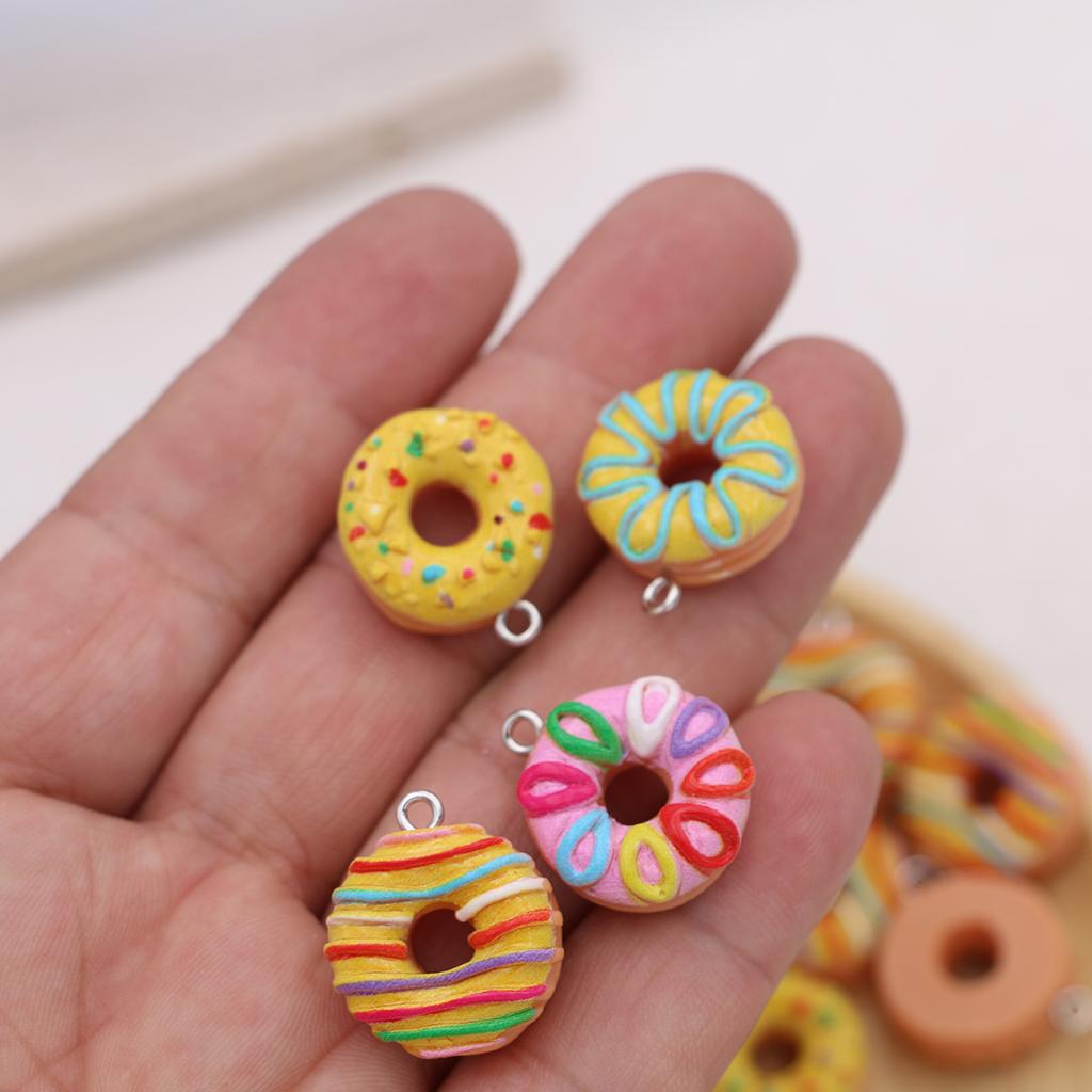 10Pcs Random Assorted Donut Resin Charms For Diy Jewelry Earrings Keychains And Dollhouse Accessories