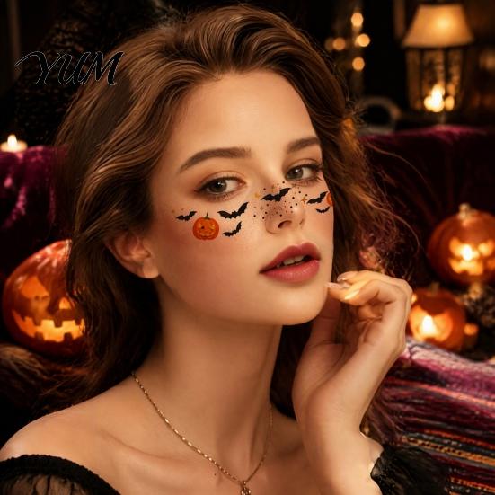 Halloween Tattoo Stickers Stickers, Temporary Face Decals for Party Makeup, Art Kids Waterproof Pumpkin Bat Bloodstain Adults Patterns Parties