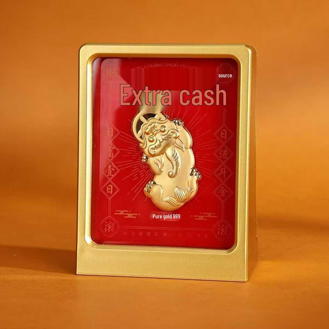 

999 Pure Gold Fu Lu Pixiu Beckoning Cat - New Chinese Design Desktop Decor Gift