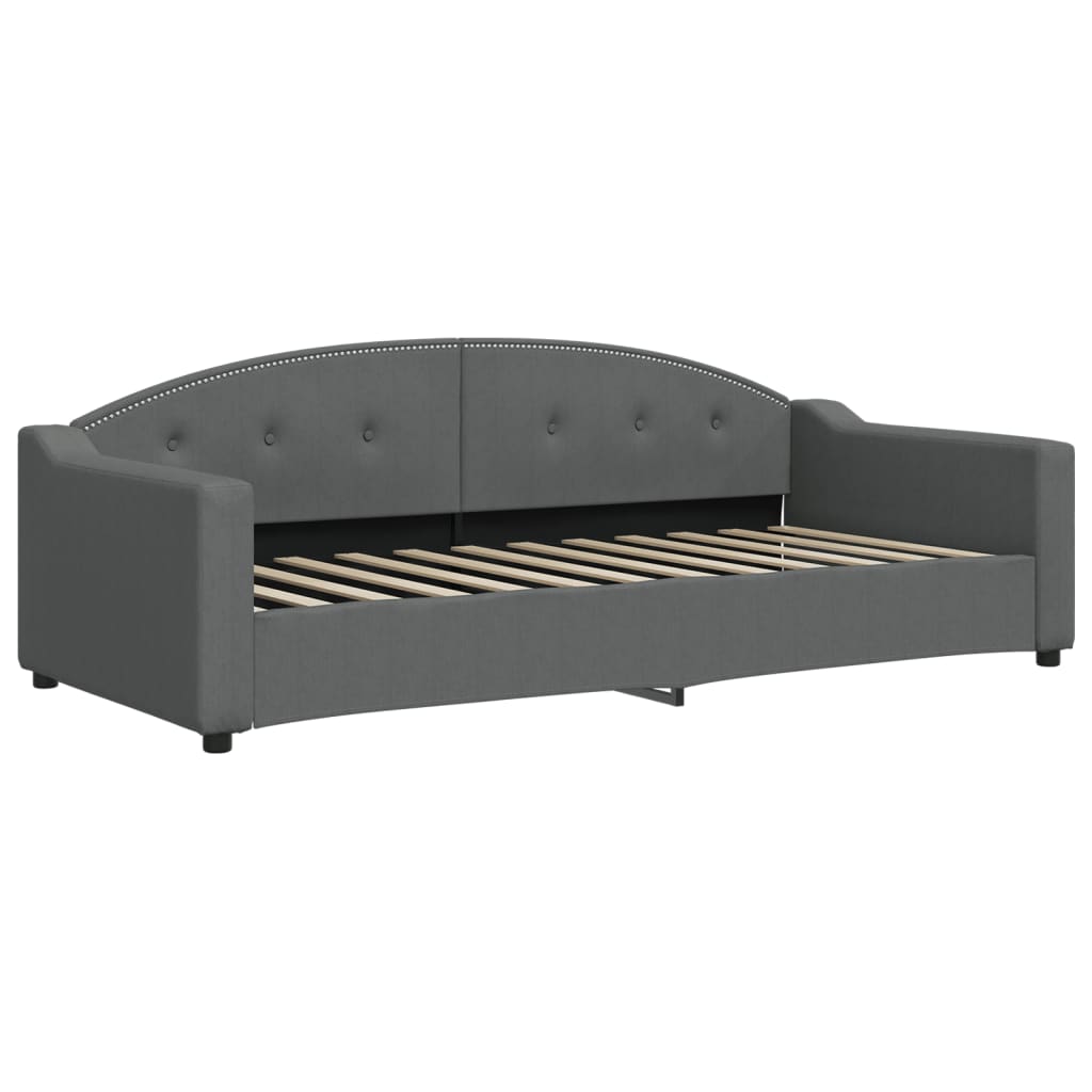 Extendable Daybed with Mattresses Dark Grey 90x200 Cm Fabric