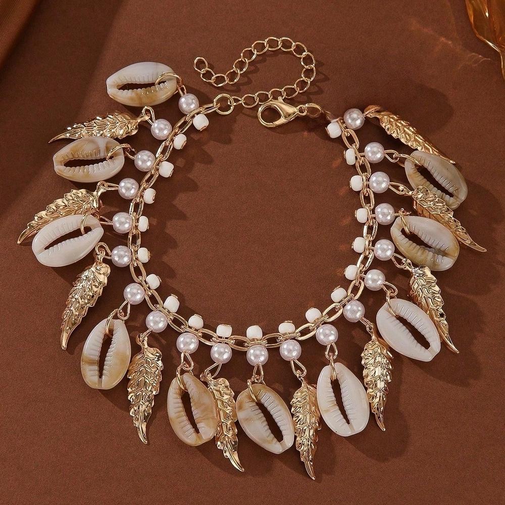 1 Piece Bohemian Vacation Foot Bracelet Jewelry Trendy Fashion Beach Shell Leaf Tassel Anklet Women s Ankle Accessories